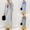 Women Ramadan /Eid Fashion Casual Loose Stripe Cardigan Long Sleeve Maxi Dress