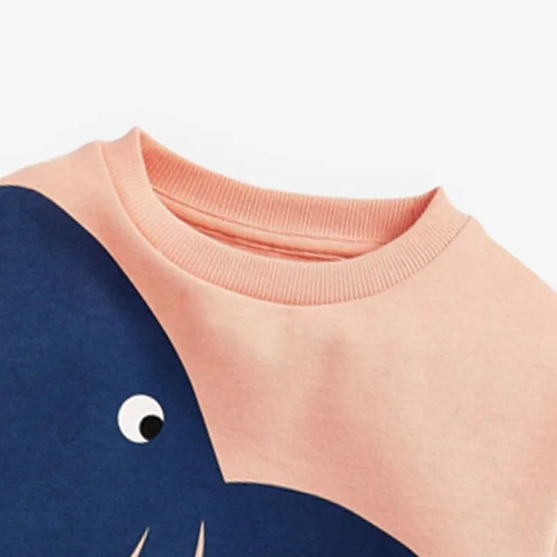 Children Kids Baby Fashion Girls Long Sleeve Cute Shark Print Sweatshirt