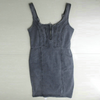 Women Creative Irregular Slit Zipper Denim Dress