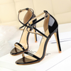 Women Fashion Sexy Hollow Cross Stiletto Heel Sandals