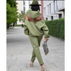 Fashion Women'S Plus Size Long-Sleeved Backless Hooded Sweatshirt Casual Pants Sets