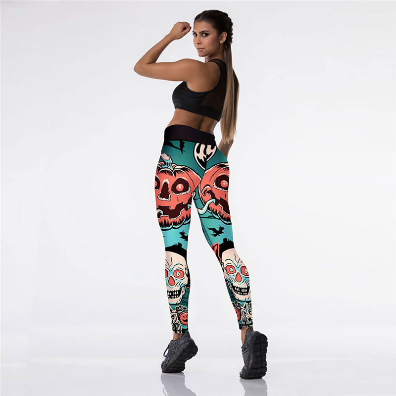 Women Halloween Fashion Cartoon Print Yoga Leggings