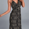 Women Fashion Sexy Geometry Printing V Neck Backless Halter Dress