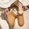 Women Winter Fashion Simple Solid Color Round Toe Flat Fleece-Lined Warm Snow Boots