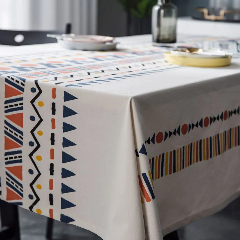 Boho Style Geometric Pattern Print Multicolor Tablecloth