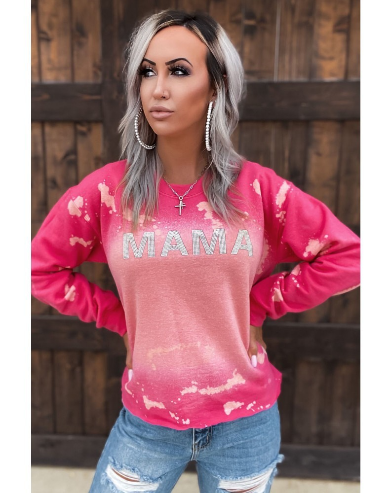 Women Autumn Winter Vintage Casual Gradient Pink Mama Letter Print Sweatshirt