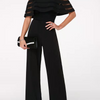 Women Fashion Causal Solid Color Patchwork Off Shoulder Ruffled Defined Waist Jumpsuits