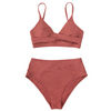 Women Fashion Solid Color Cross Two-Piece Swimsuit