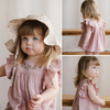 Kids Baby Girls Fashion Casual Cute Solid Color Embroidery Floral Round Neck Shorts Dress