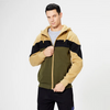 Men Fashion Patchwork Contrast Color Hooded Long Sleeve Loose Jacket