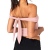 Women'S Fashion Sexy Solid Color Backless Bandage Off-Shoulder Halter Top