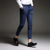 Men Casual Slim Solid Color Mid Waist Pants