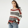 Women Casual Loose Stripe Long Sleeve Knitted Sweater