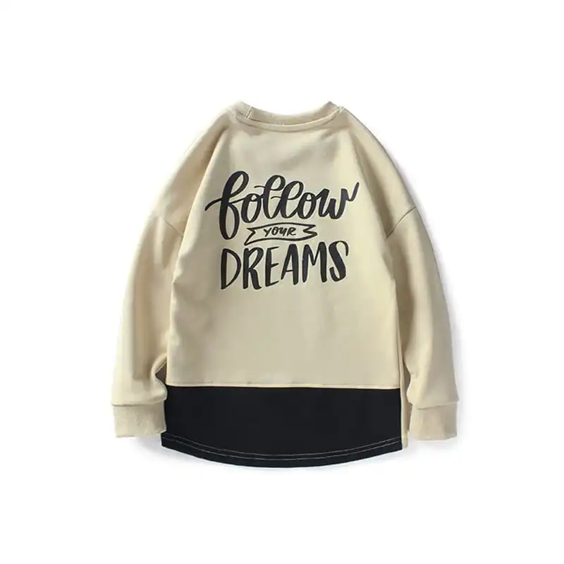 (Buy 1 Get 2) Boys Round Neck Long-Sleeves Letter Printed Patchwork Sweatshirt