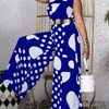 Women Polka Dot Print Sleeveless High Waist Fashion Casual Wide Leg Jumpsuit