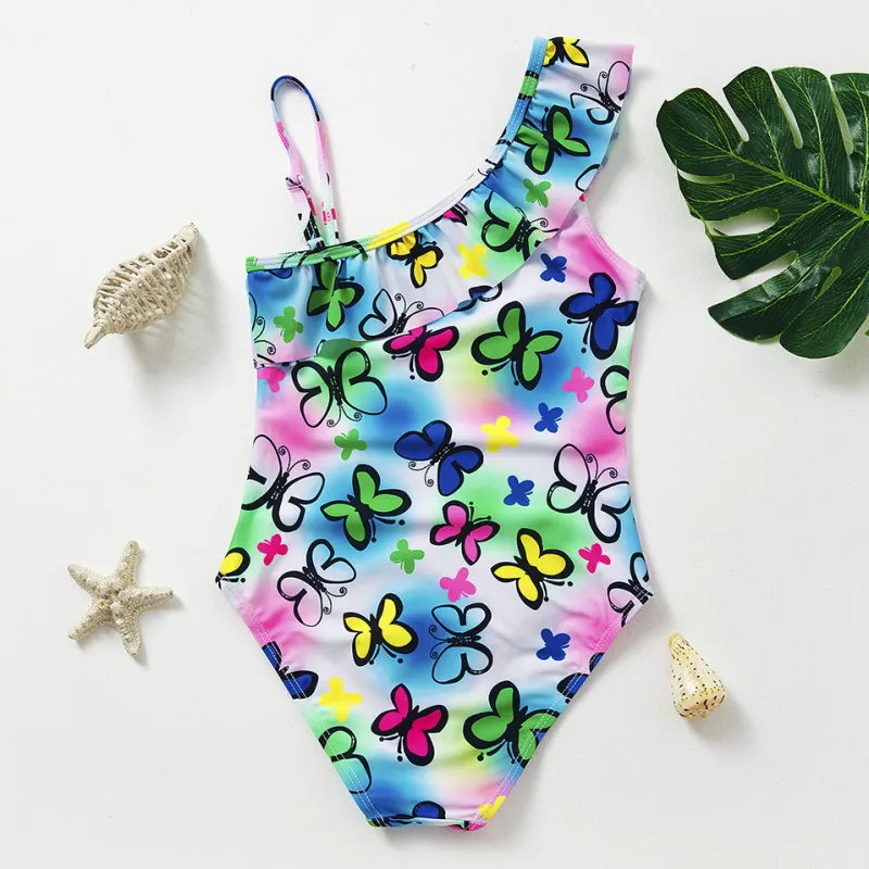 Children Kids Baby Fashion Girls Butterfly Print Swimsuit