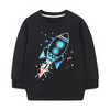 Children Kids Baby Fashion Boys Long Sleeve Cartoon Rocket Print Round Neck Pullover Sweatshirt