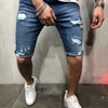 Men Fashion Denim Five-Point Pants Ripped Slim-Fit Shorts