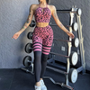 Women Fashion Leopard Print Bra Splicing Fitness Tight Sexy Sports Pants Sets