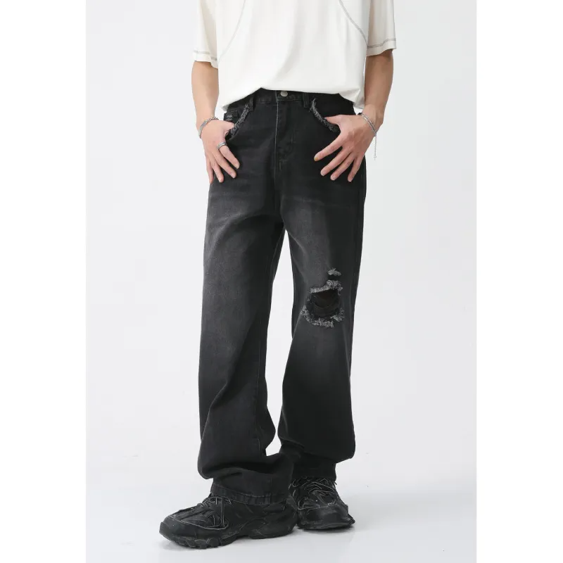 Men'S Casual Straight Ripped Jeans