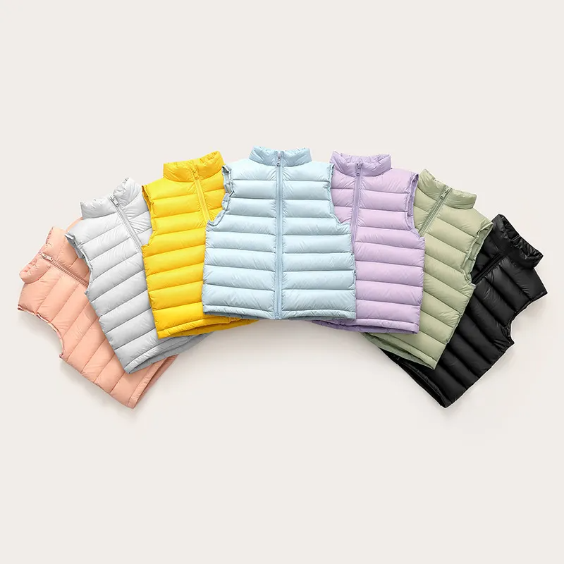 Kids Classic Solid Color Sleeveless Warm Down Vest