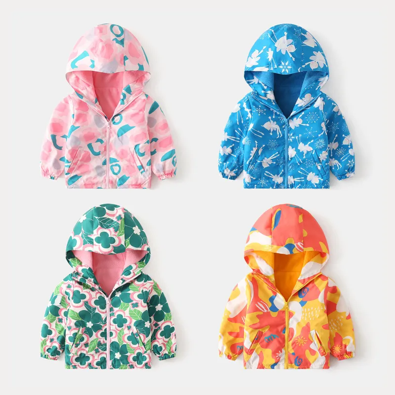 Kids Toddler Girls Boy Fashion Fall/Winter Waterproof Plus Fleece Printed Fleece Thick Warm Coat