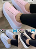 Women Fashion Plus Size Casual Solid Color Round-Head Lace-Up Sneakers