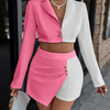 Women Fashion Contrast Blazer Set