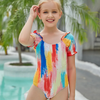 (Buy 1 Get 1) Children Kids Baby Fashion Girls Color Matching Print Cute One Piece Swimsuit