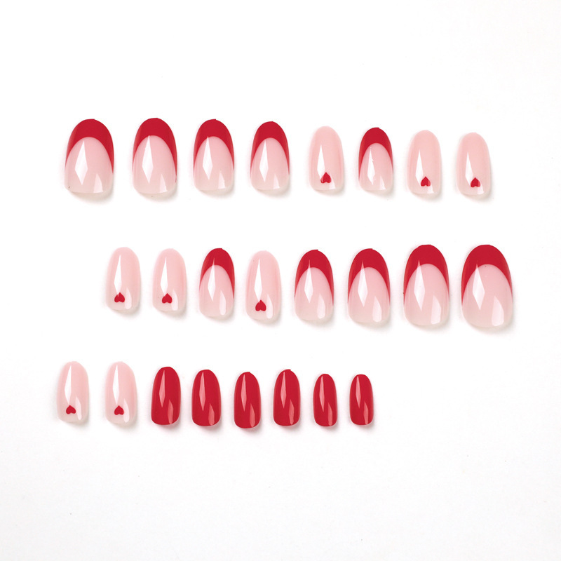 Buy 1 Get 2 )Valentine Day Women Fashion Red Edge Love Wearable False Nails