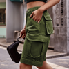 Fashion Summer Women Elastic Waist Denim Street Unisex Style Bermuda Shorts