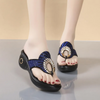 Women Fashion Casual Wedge Heel Rhinestone Slippers