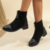 Women Fashion British Style Plus Size Front Zipper Round Toe Short Boots