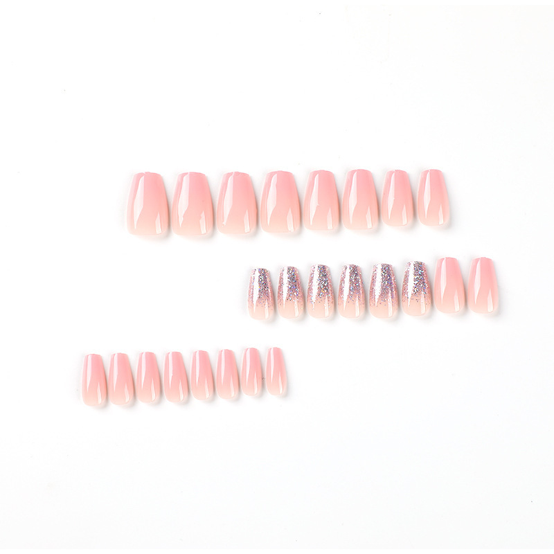 ( Buy 1 Get 2 ) Women Fashion Pink Gradient Sequins Wearable False Nails