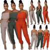 Women Wrap Chest Belt Solid Color Jumpsuit