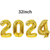 (Buy 1 Get 2 ) 32 Inch 2024 Digital Balloon New Year Day Party Venue Decoration