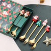 (Buy 1 Get 1) Cartoon Creative Santa Elk Mini Christmas Fork Spoon 2-Set Tableware