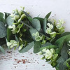 Round Green Leaf White Simulation Flower Decoration Wreath