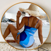 Women'S Sexy Irregular Gradient Printed Tight Backless One-Piece Swimsuit