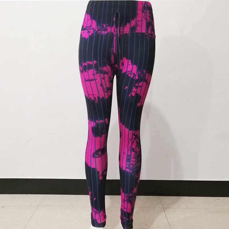 Women Sexy Tie Dye Print High Waisted Sport Pants