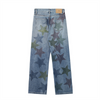 Women Fashion Street Hip-Hop Wide-Leg Five-Pointed Star Full Printed Straight Jeans