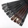 Men Business Cowhide Crocodile Metal Buckle Belt