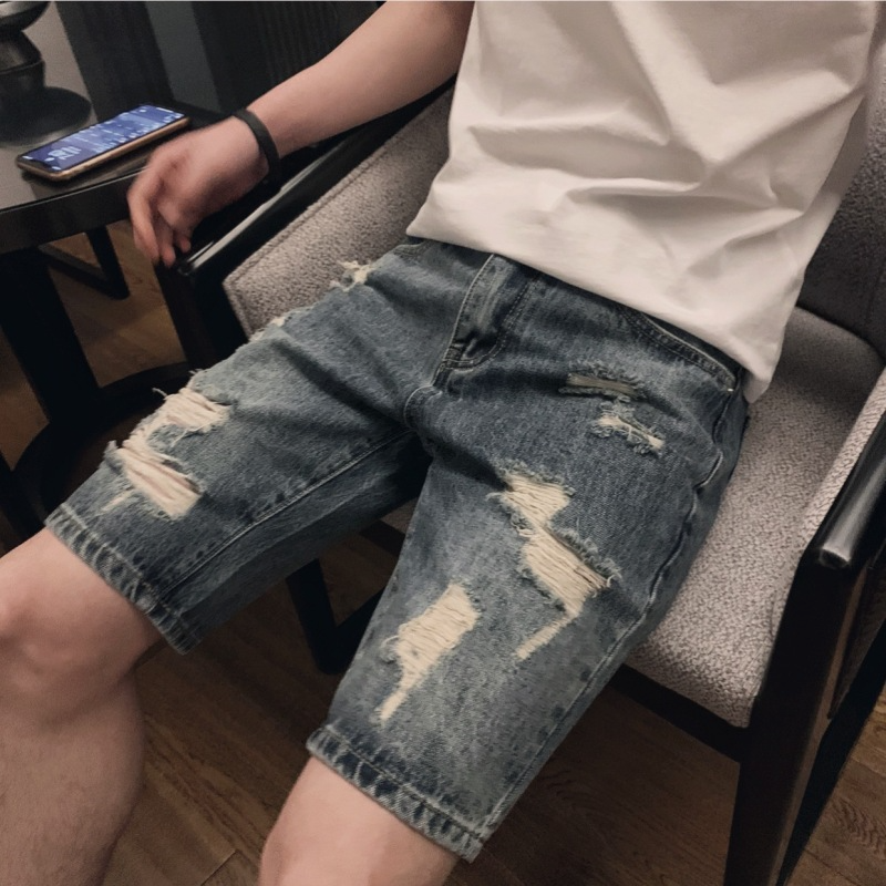 Men'S Casual Broken Copper Slim Denim Shorts