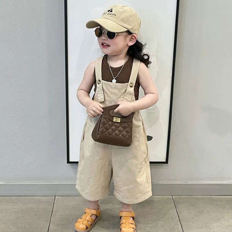 Kids Girls Fashion Sweet Cute Chic Solid Color Block Chain Lock Crossbody Bag