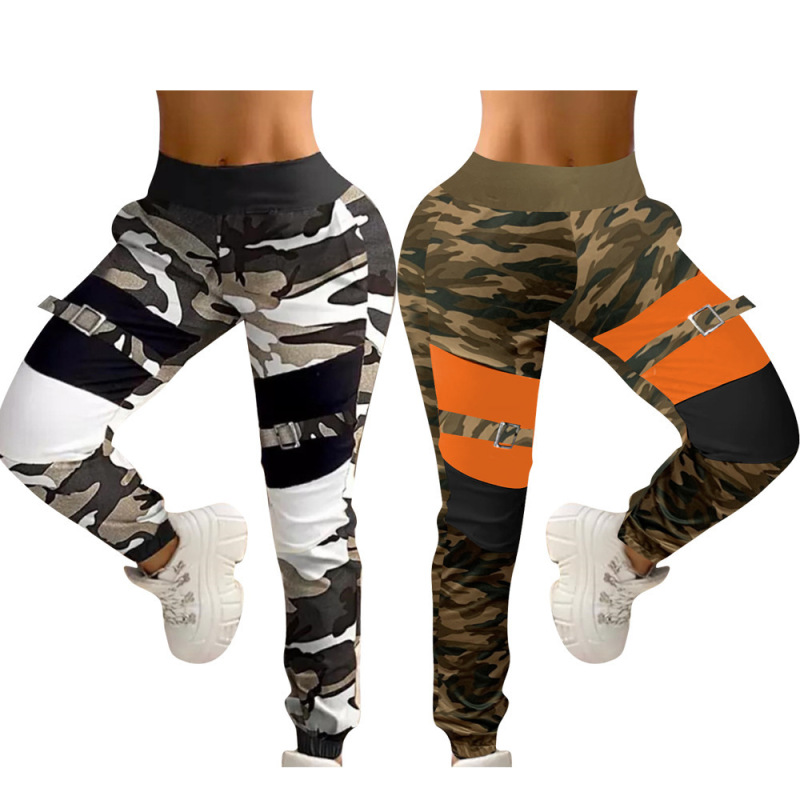 Women Sports Fashion Camouflage Print Casual Tight High-Waist Pants