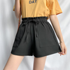 2 Pieces Women'S Fashion Casual Drawstring Waist Wide Leg Suit Shorts