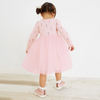 Kids Toddler Big Girls Fashion Casual Cute Solid Color Round Neck Long Sleeve Mesh Dress