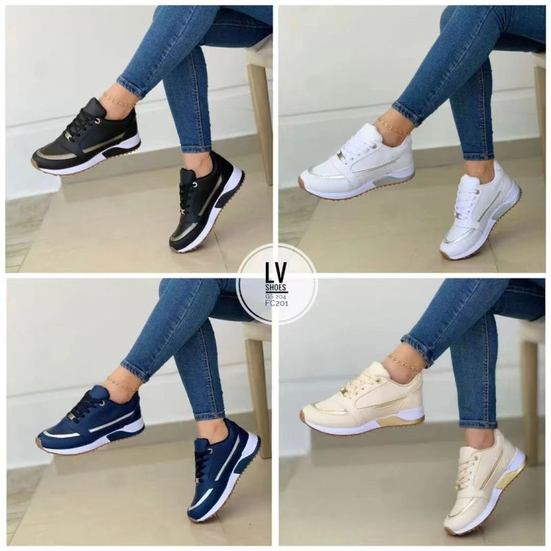 Women Fashion Plus Size Flat Round-Head Colorblock Sneakers