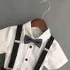 Kids Toddler Big Boys Summer Fashion Casual British Style Bow Shirt Suspender Trousers Boys Party Clothing Set