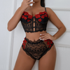 Women'S Sexy Floral Mesh Lace See-Through Lingerie Set